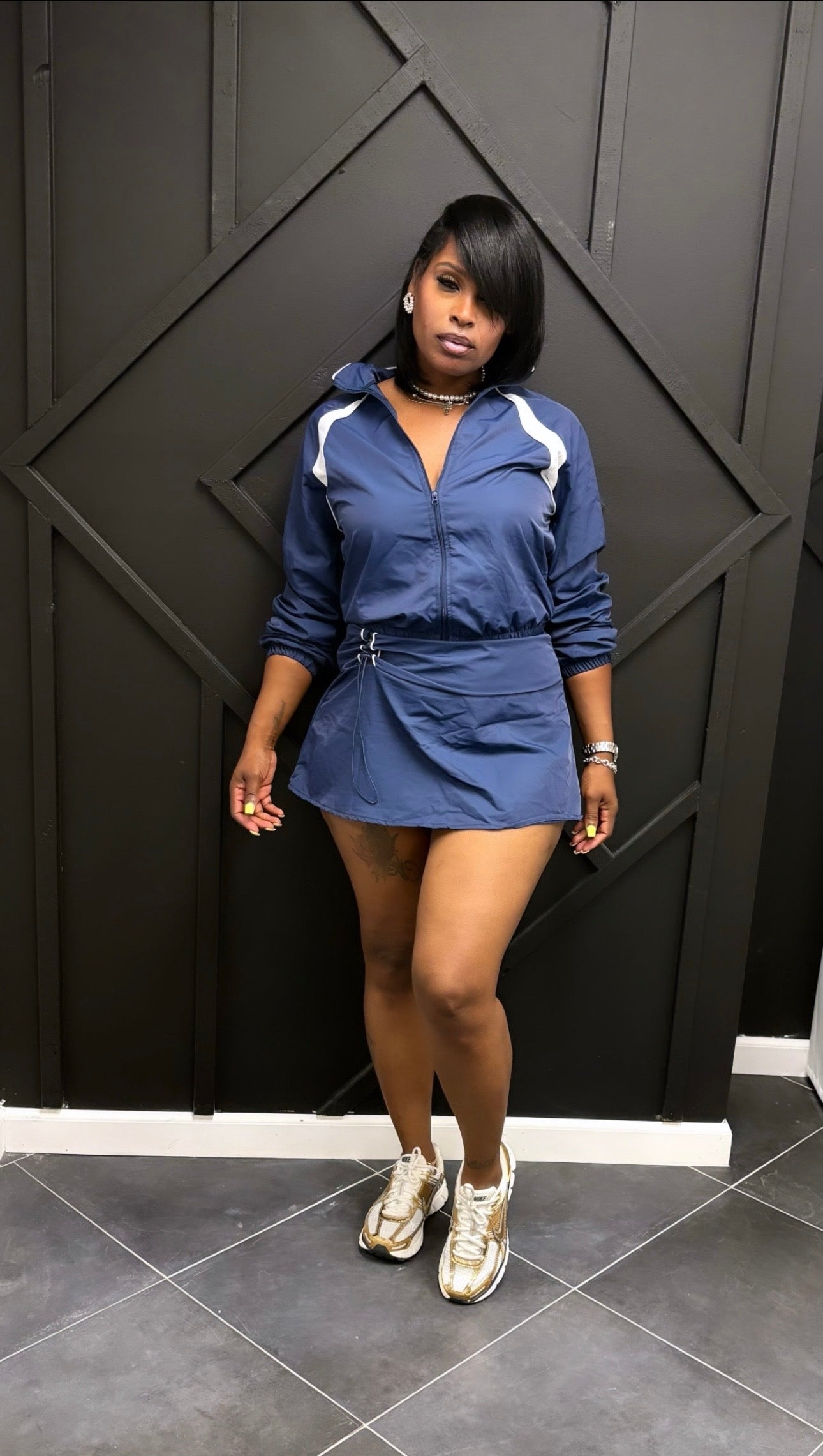 Contrast Skirt Set