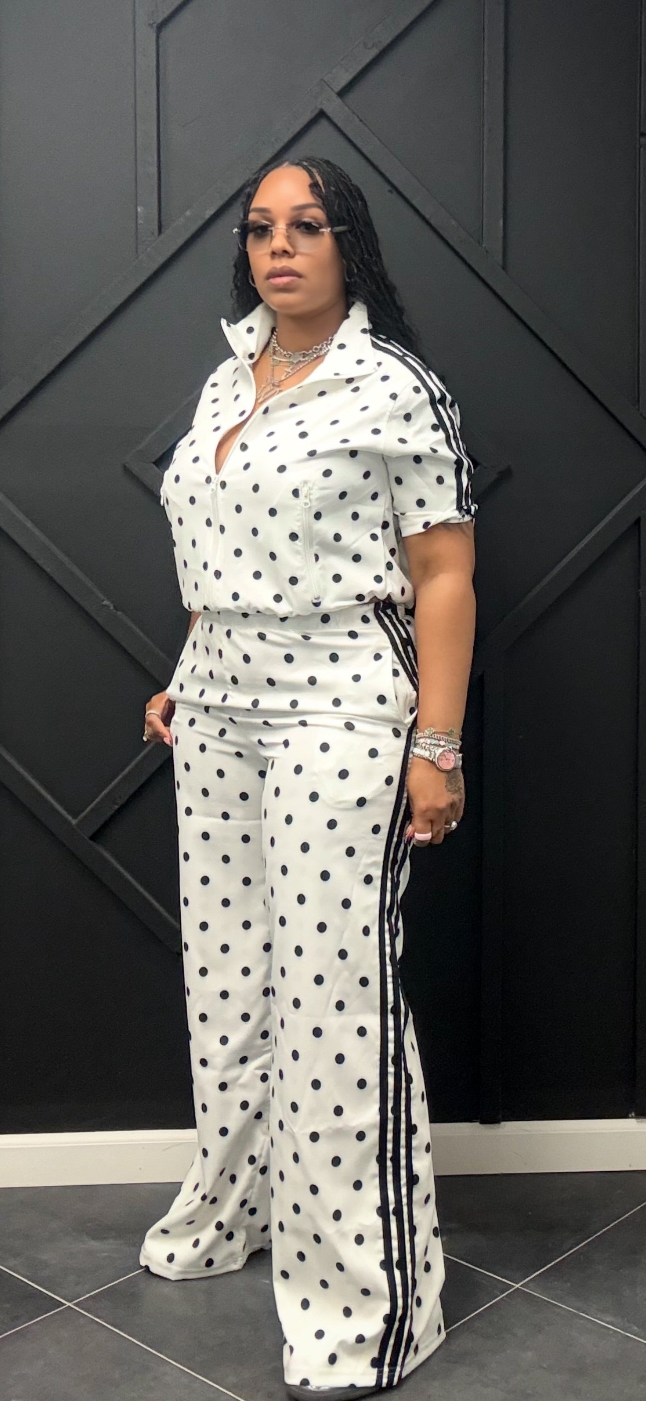 Polka Dot Strip Tracksuit