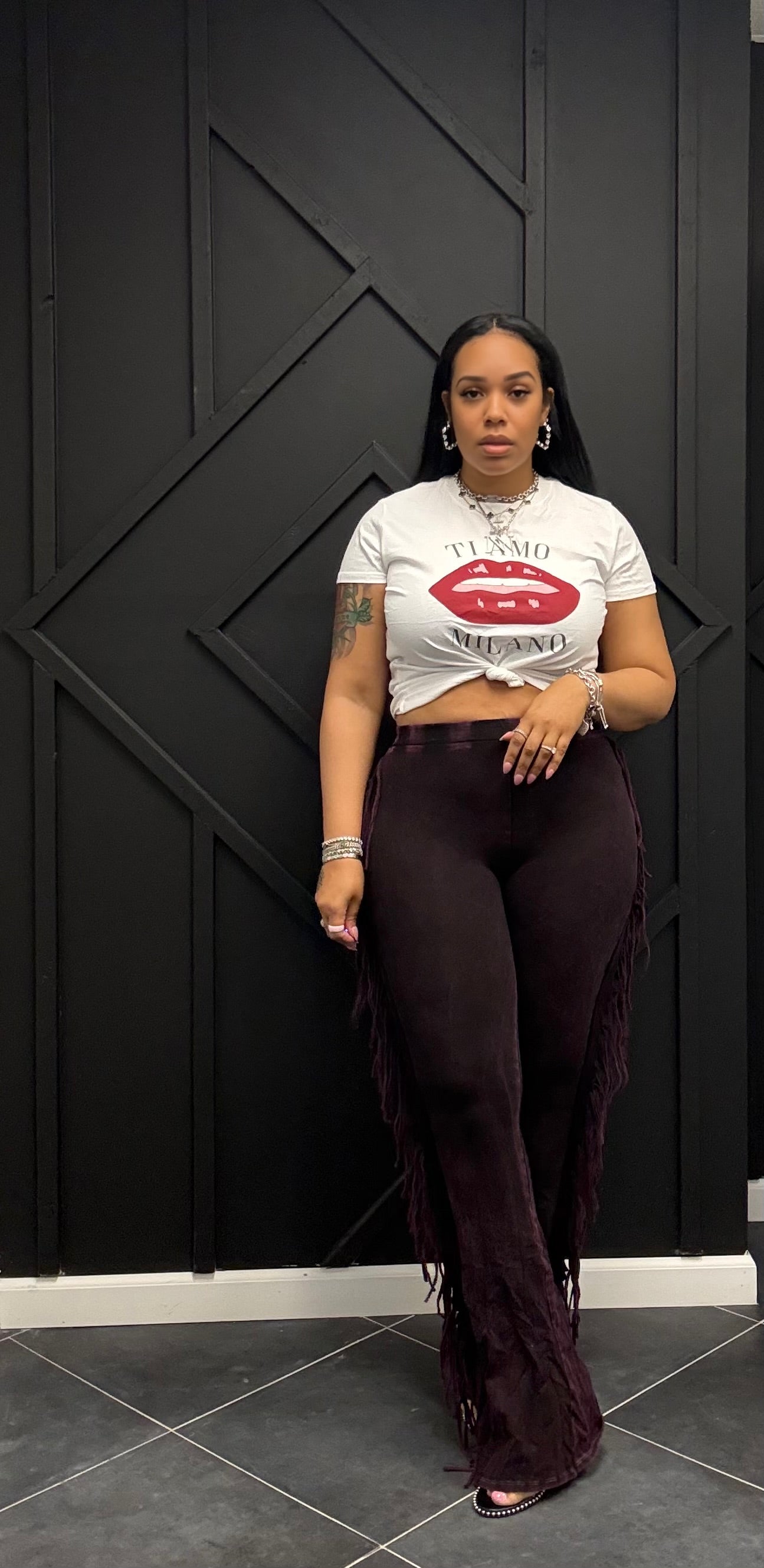 DK Fuchsia Fringe Pants