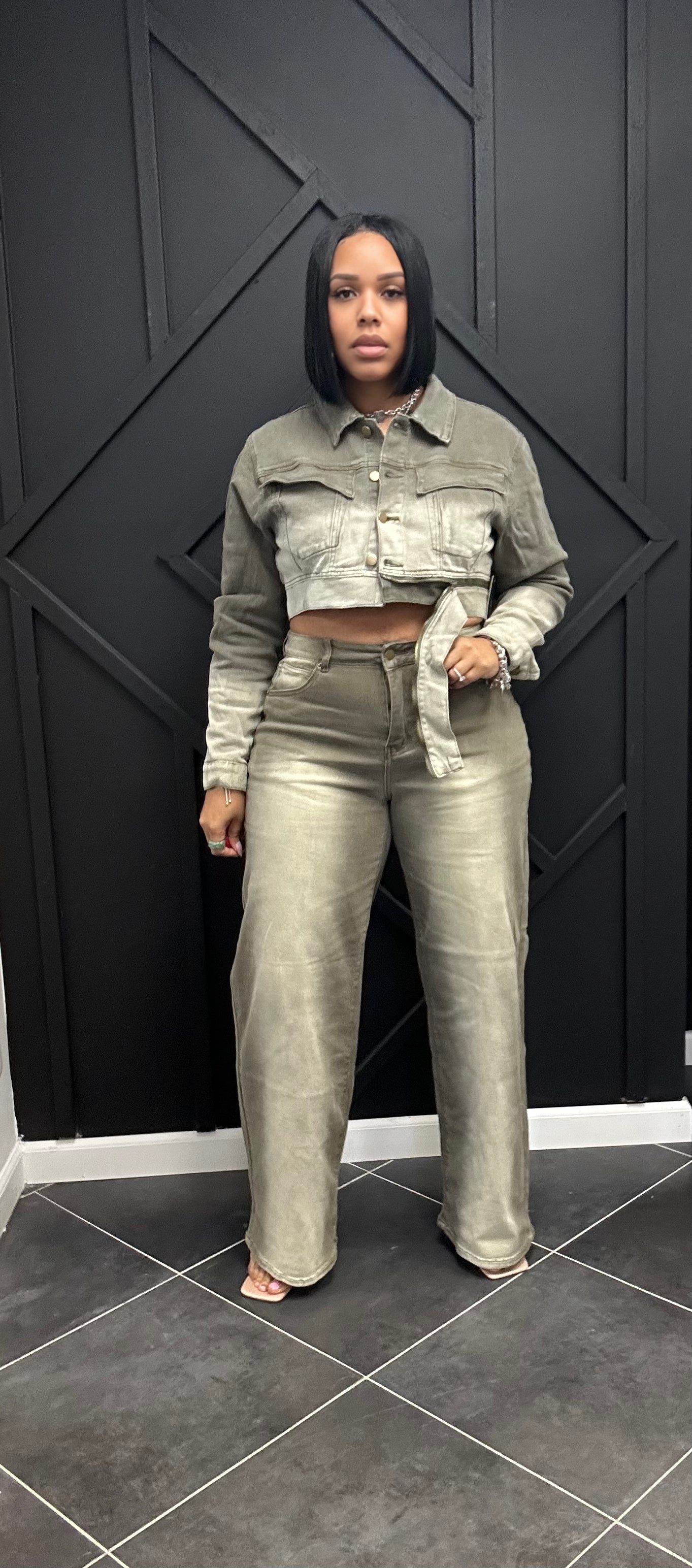 Washed Zip Around Denim Set