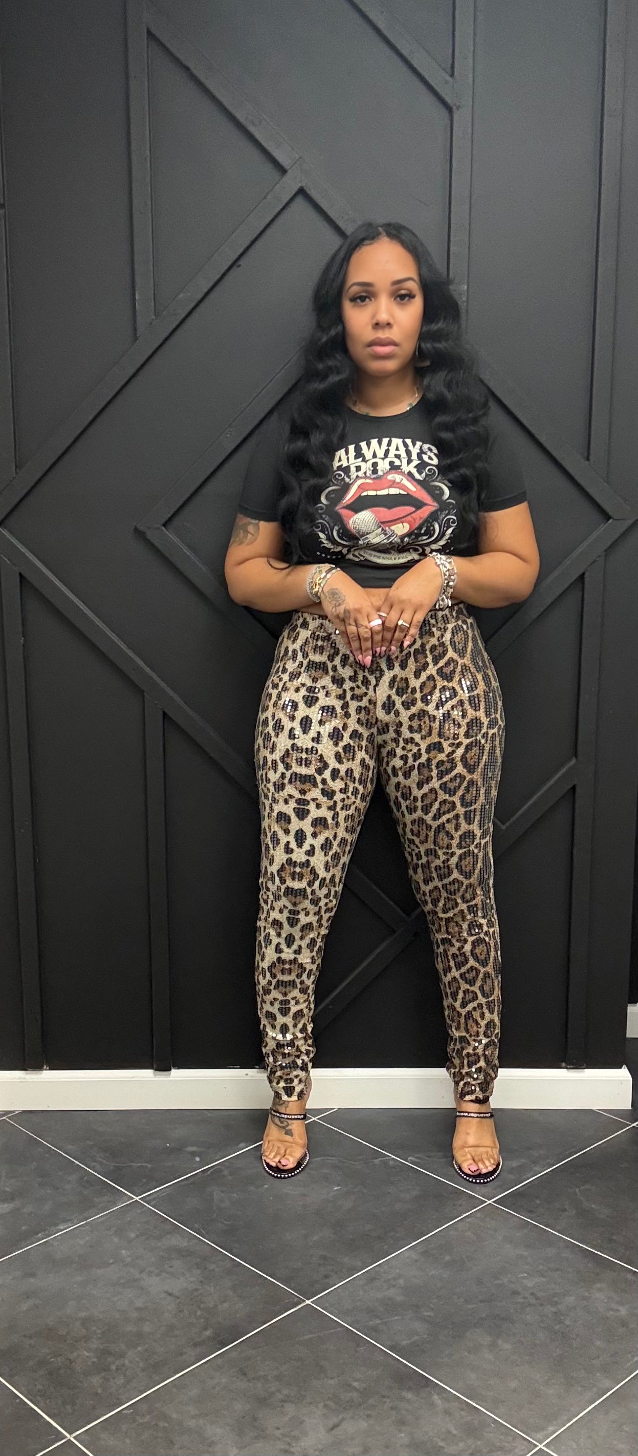 Sequin Leopard Pants