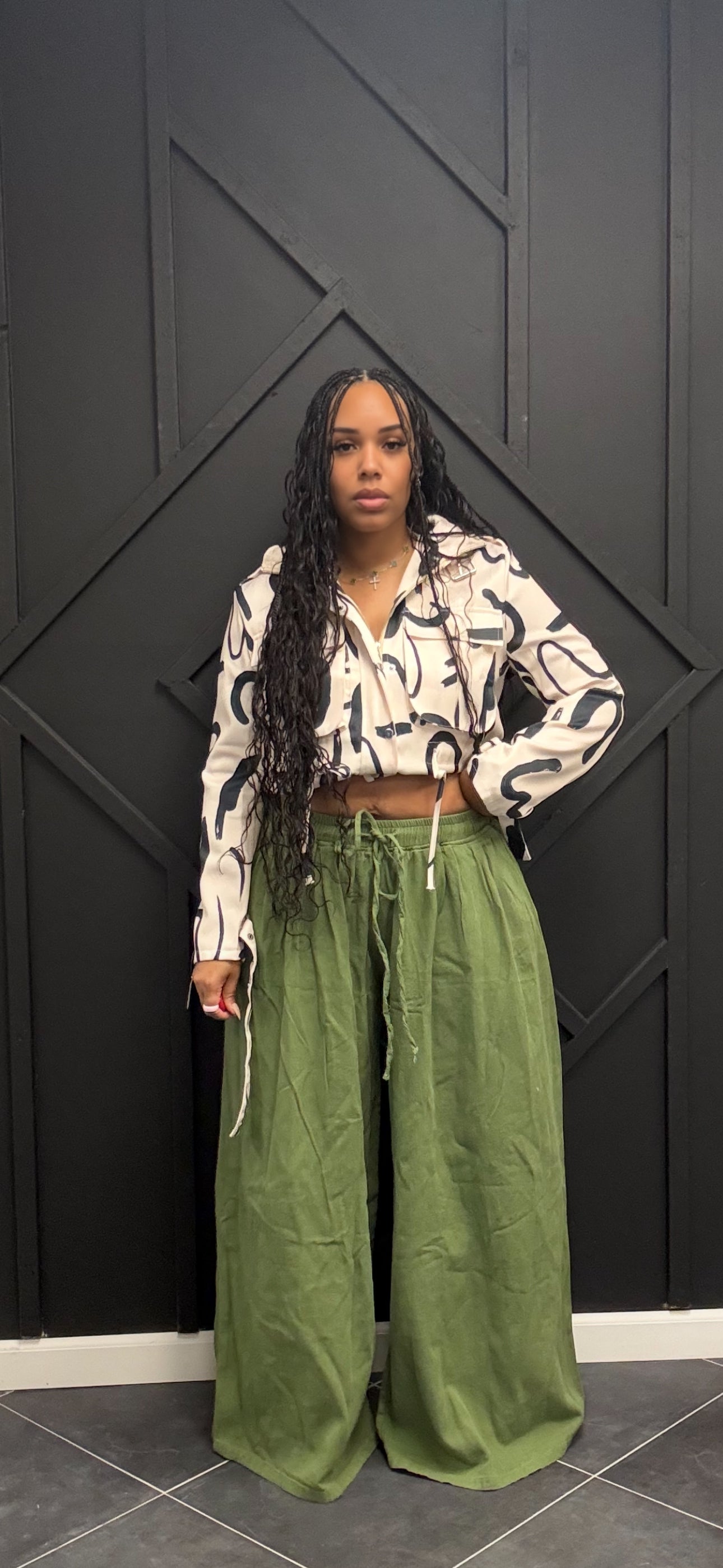 Twill Wide Leg Pants