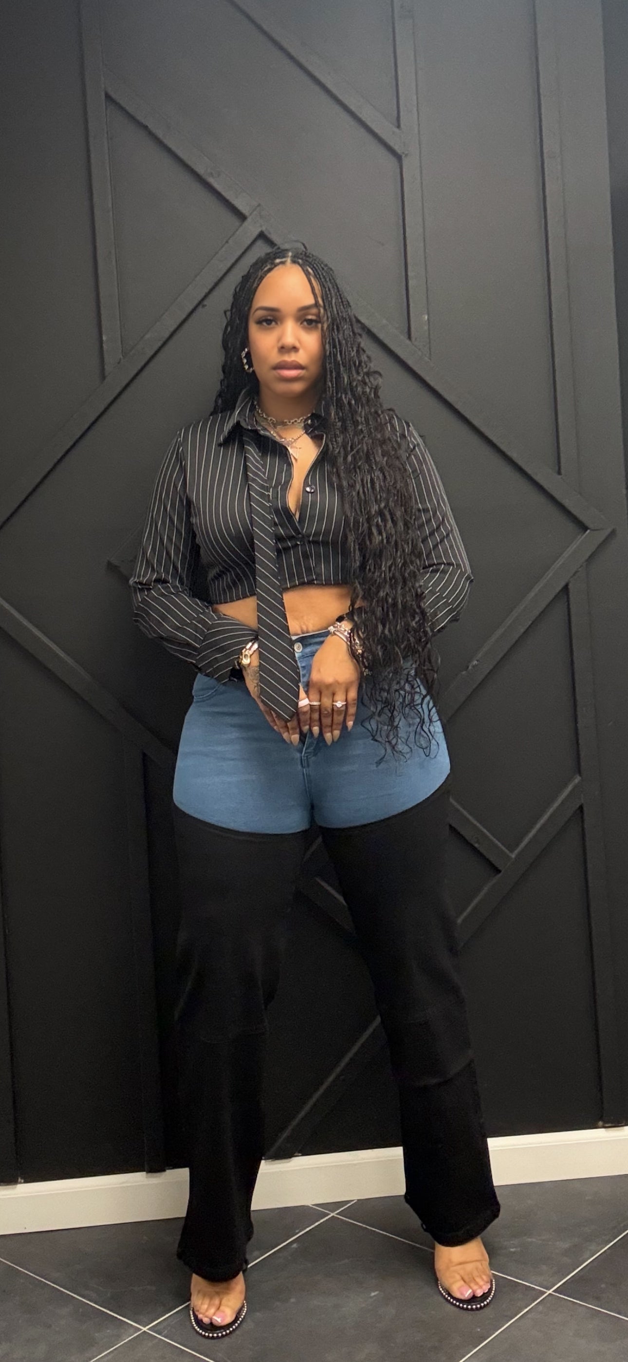 Two Tone Panel Jeans