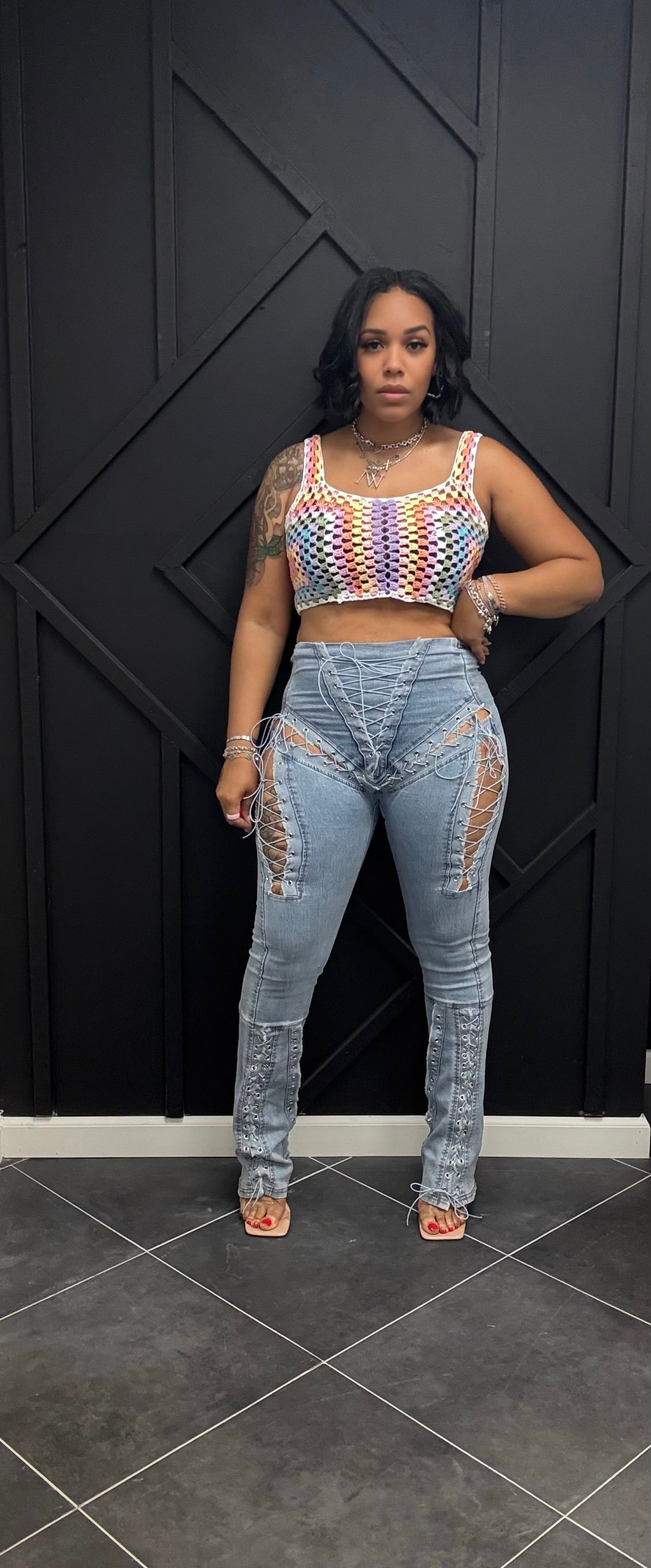 Lace Up Jeans