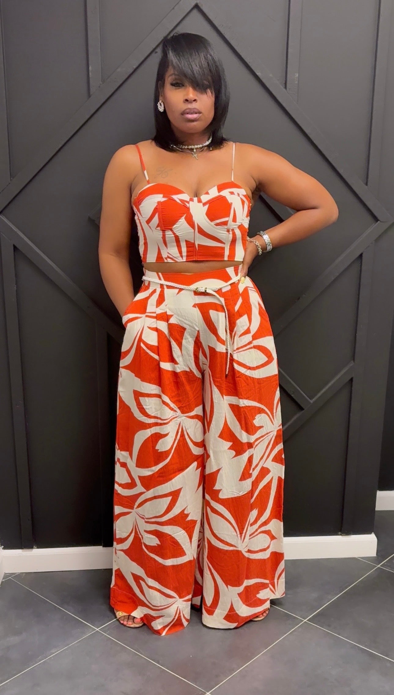 Floral Bustier Pant Set