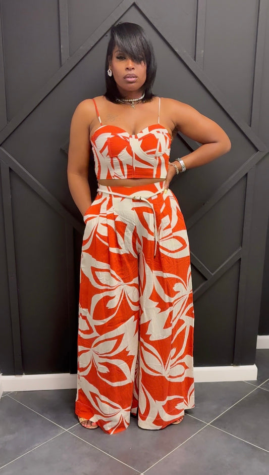 Floral Bustier Pant Set
