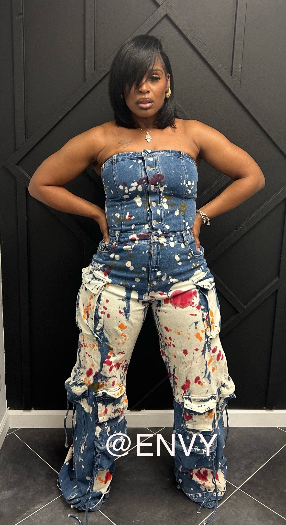 Graphic Denim Jumpsuit