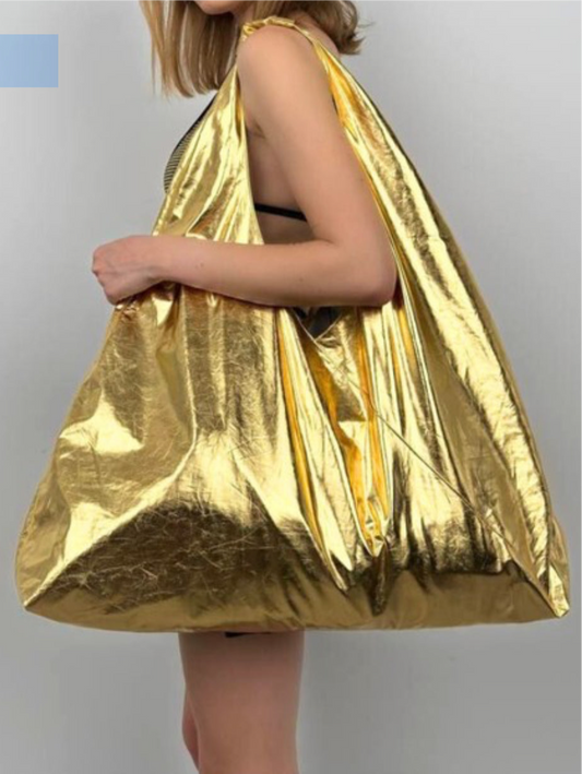 Oversize metallic hobo bag