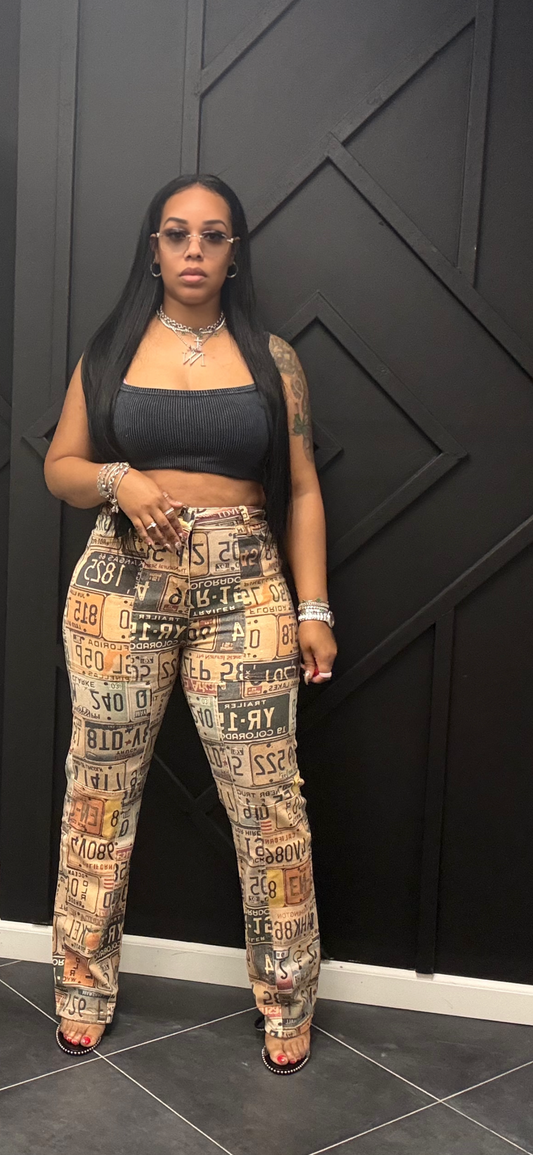 Number Plate Graphic Jeans