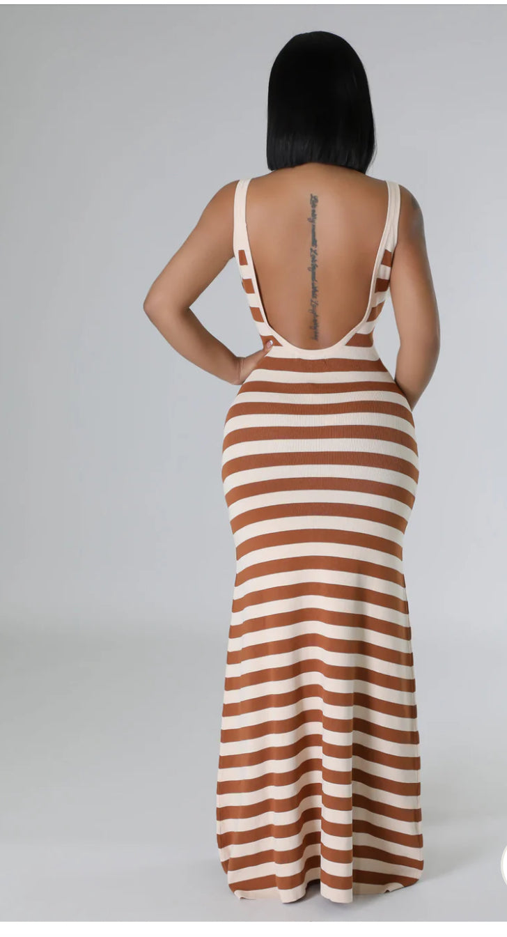 Stripe Open Back Maxi