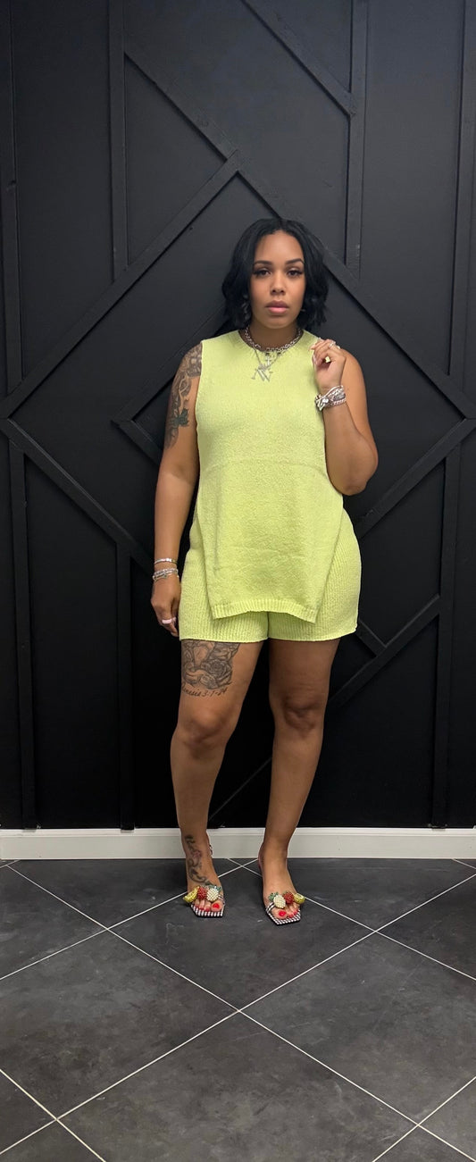 Knit Sleeveless Short Set