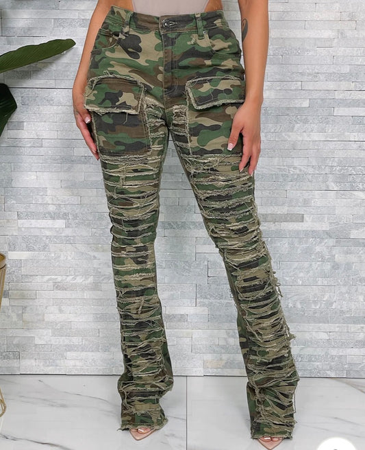 Stacked Camo Pants