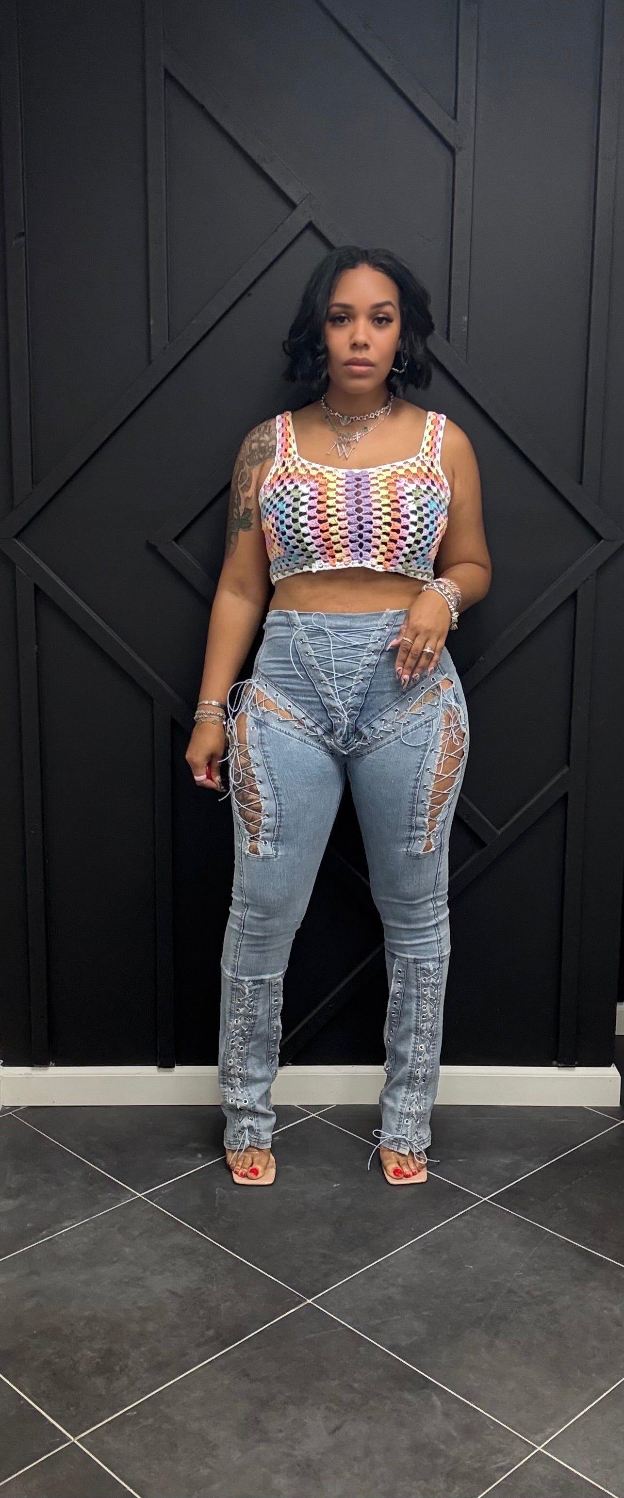 Lace Up Jeans