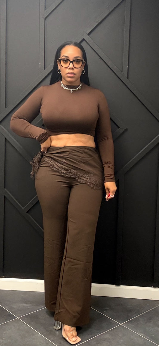 Lace Trim Layered Trousers