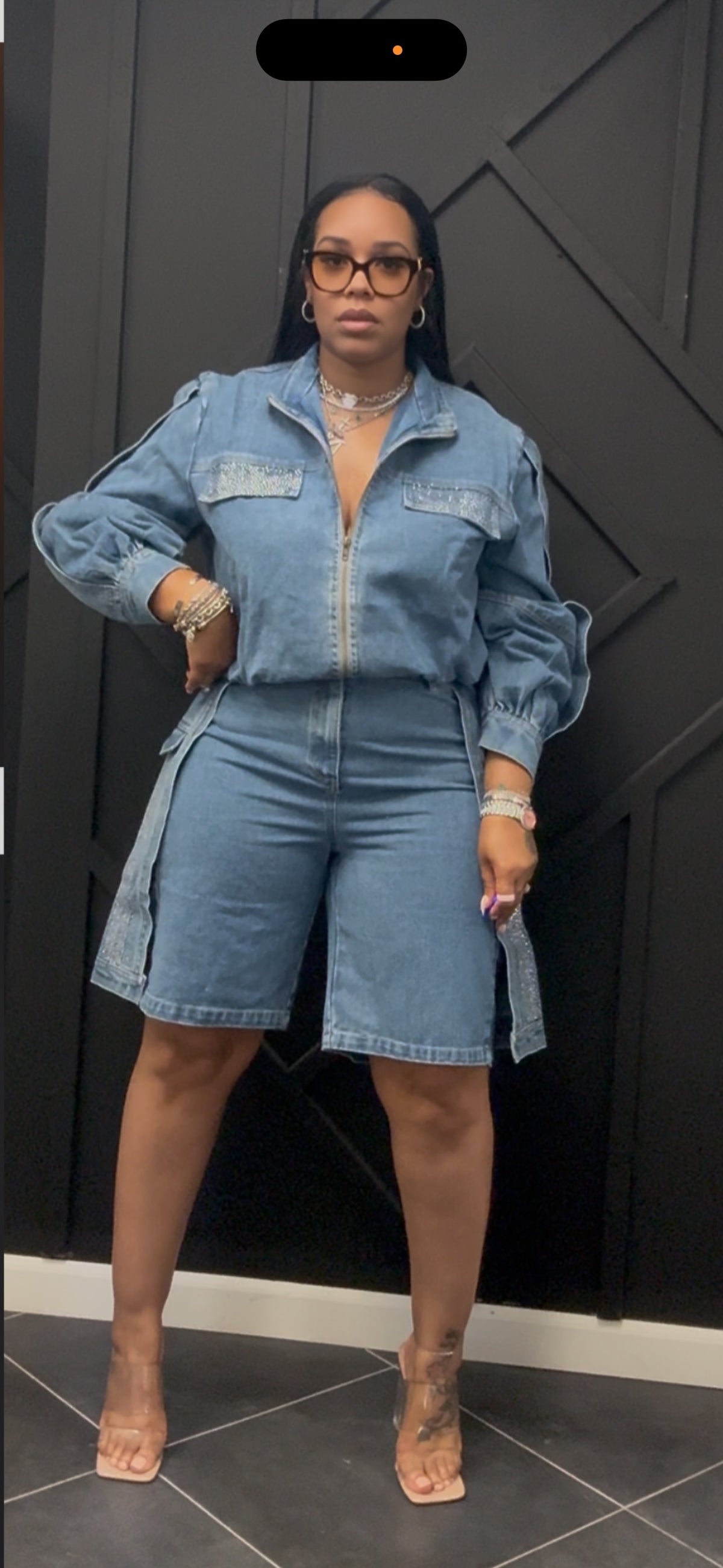 Denim Short Set