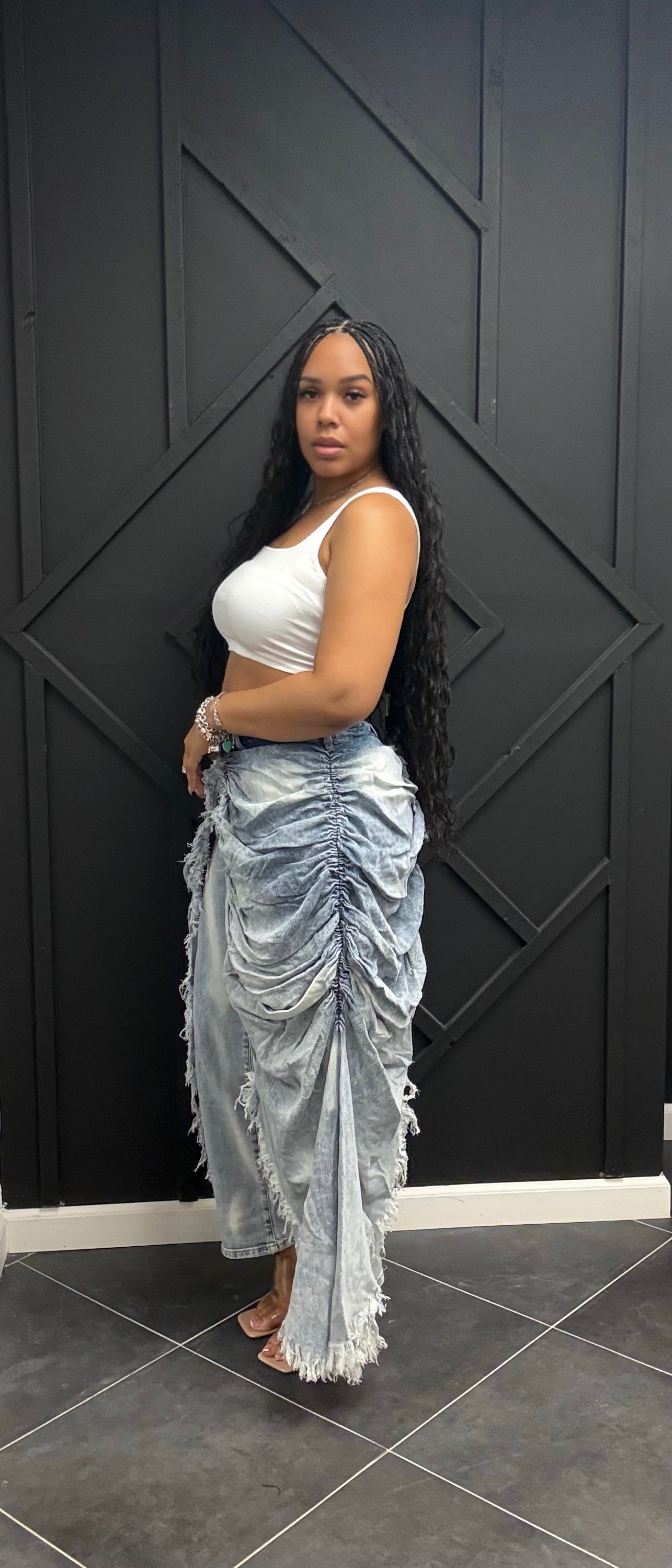 Drapery Layered Jeans