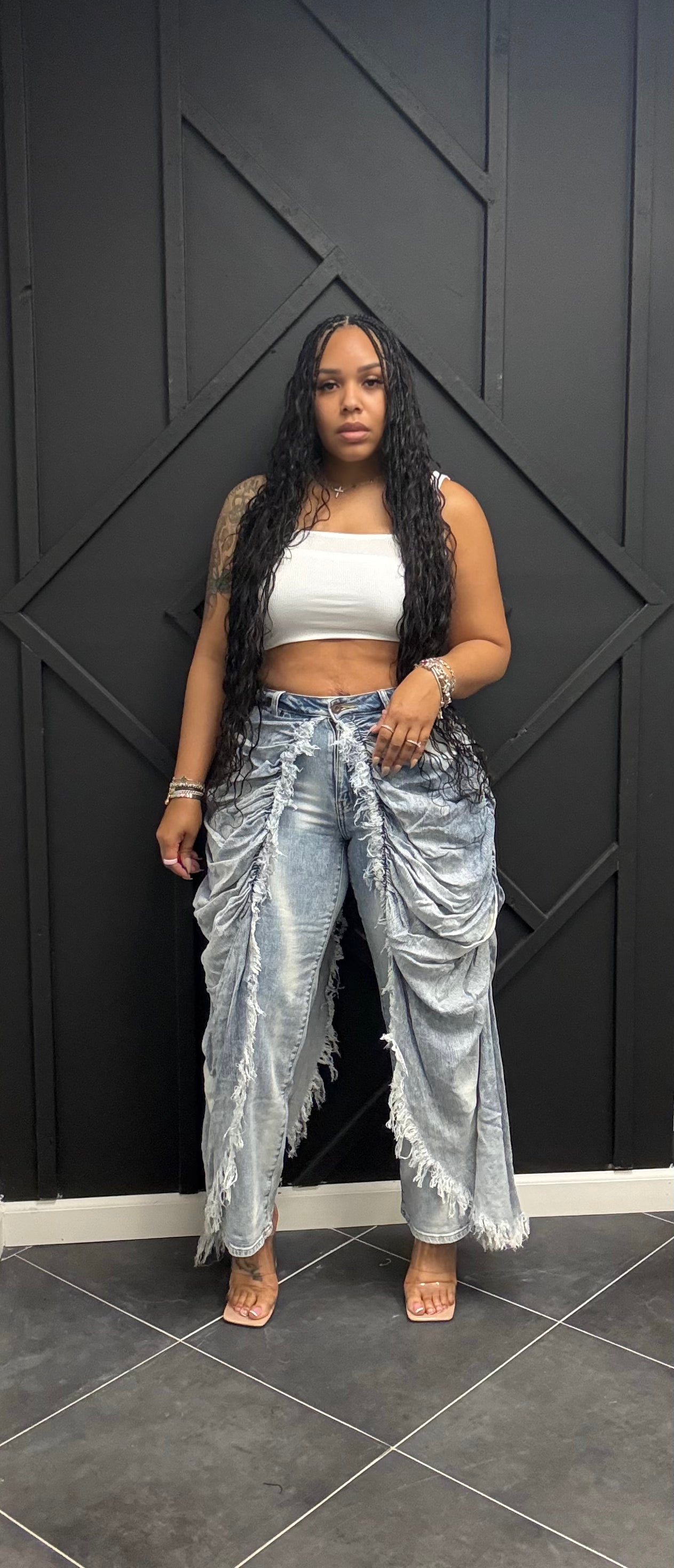 Drapery Layered Jeans