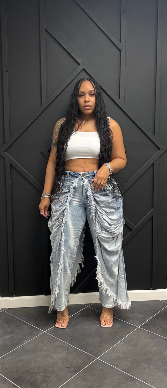 Drapery Layered Jeans