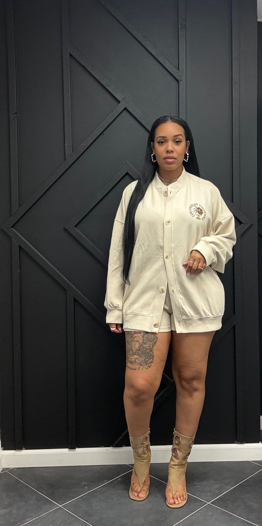Oversize Cardigan Short Set