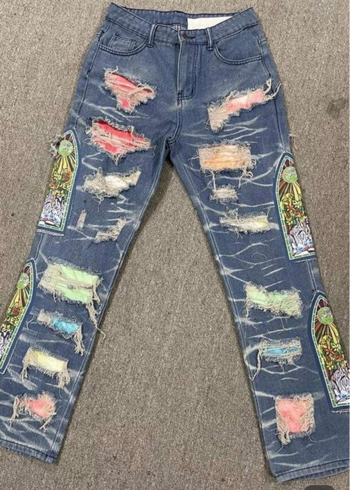 Graphic Ripped Jeans