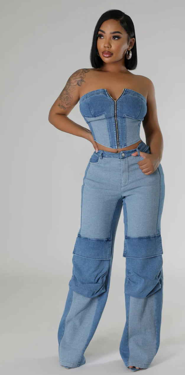 Two Tone Denim Set