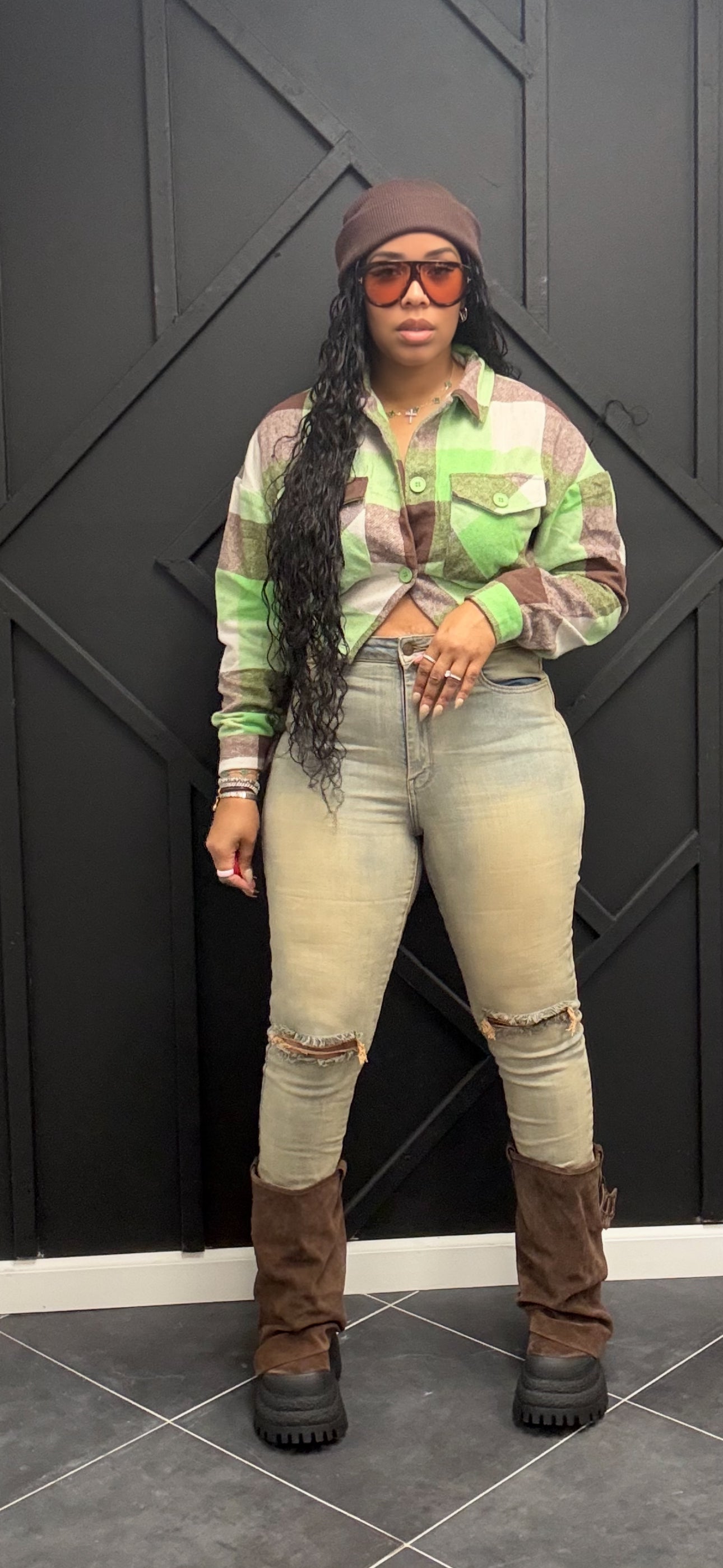 Green/Brown Plaid Jacket