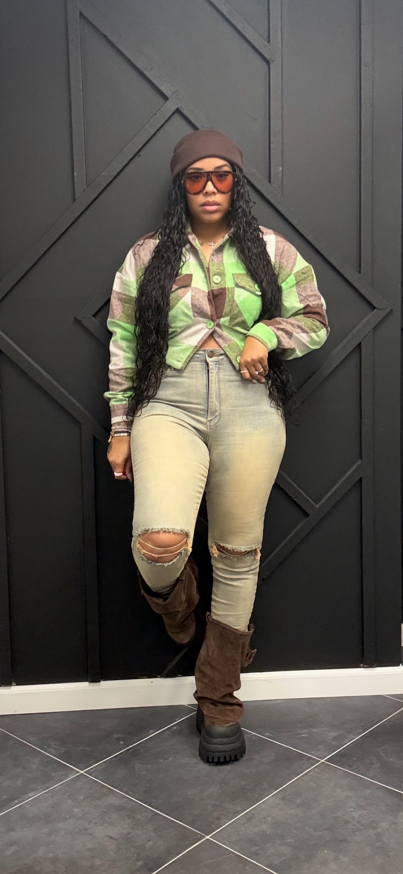 Green/Brown Plaid Jacket