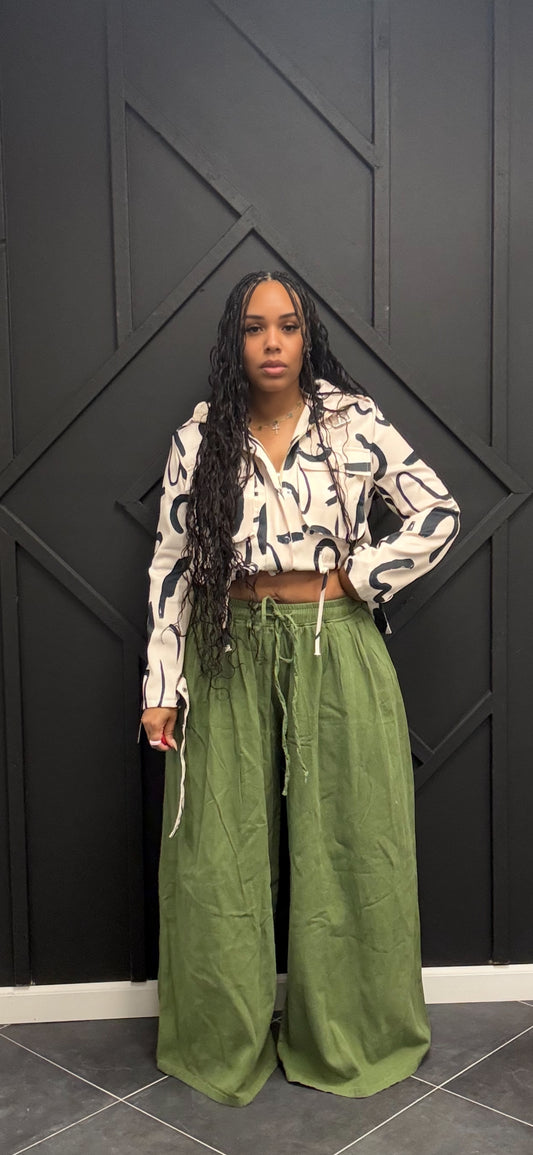 Twill Wide Leg Pants