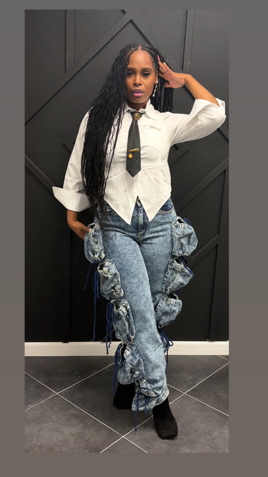 Drawstring Pouch Denim