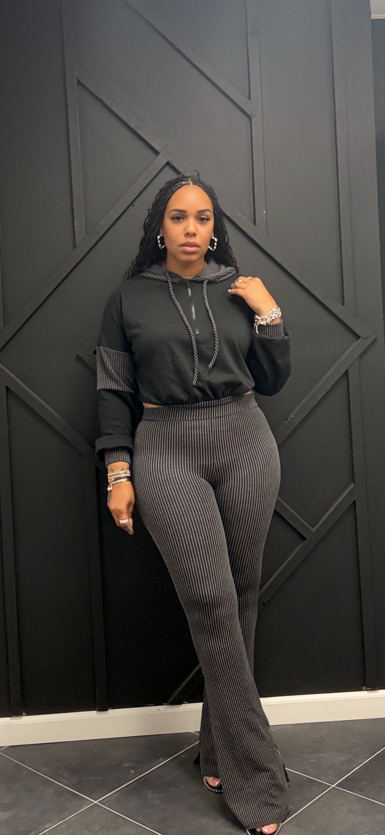 Color Block Hoodie Set