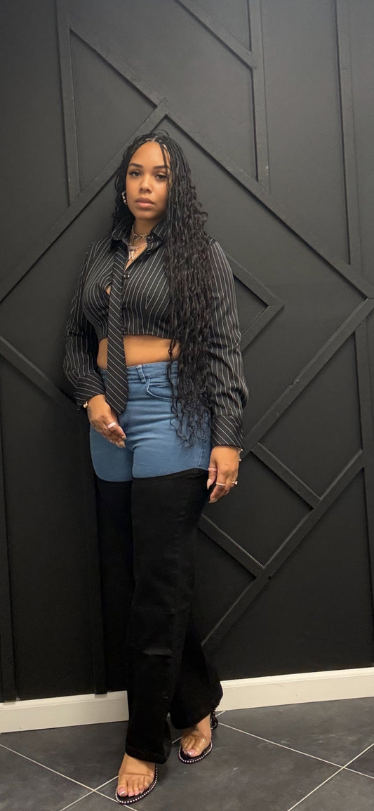 Two Tone Panel Jeans