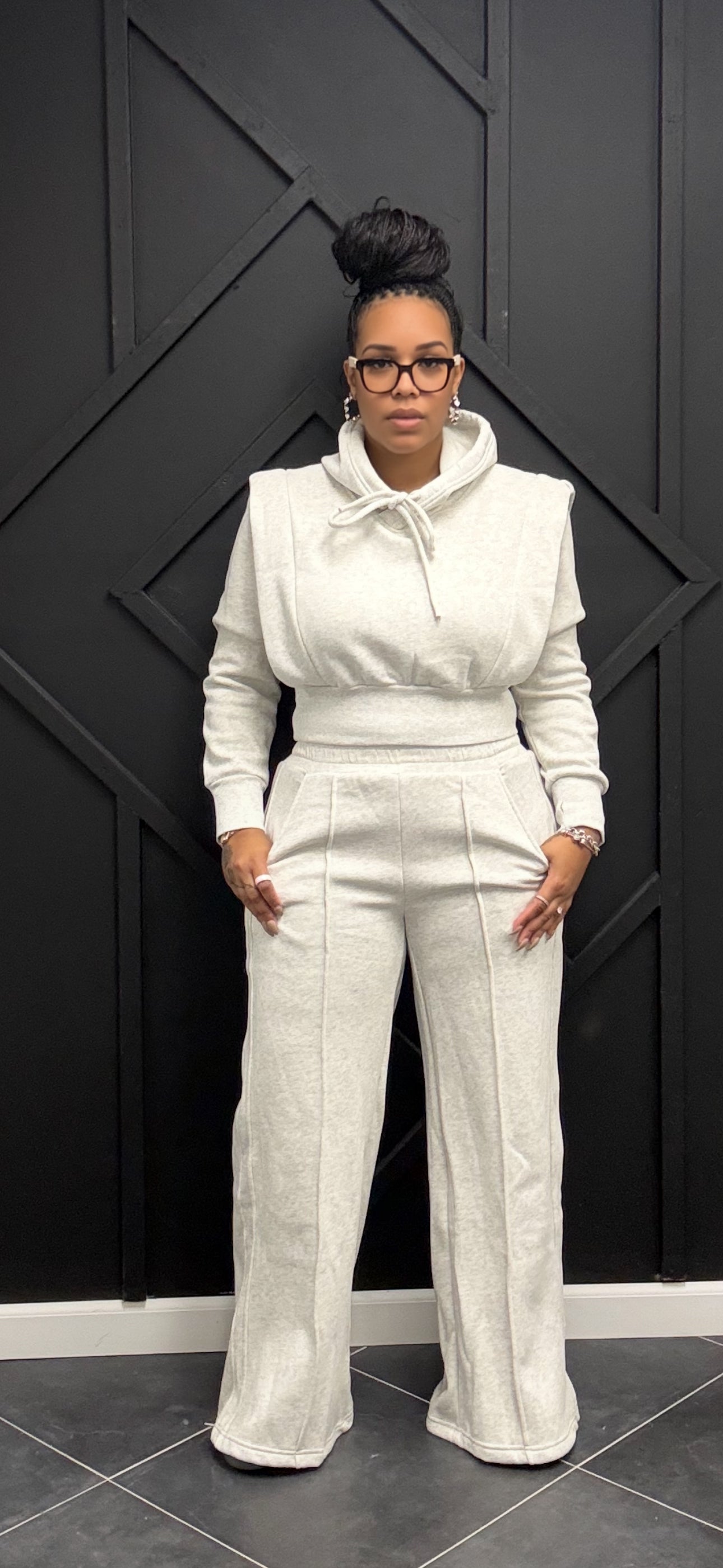 Crop Shoulder Jogger Set