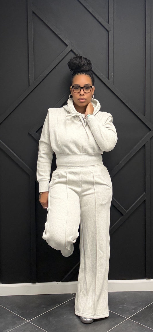 Crop Shoulder Jogger Set