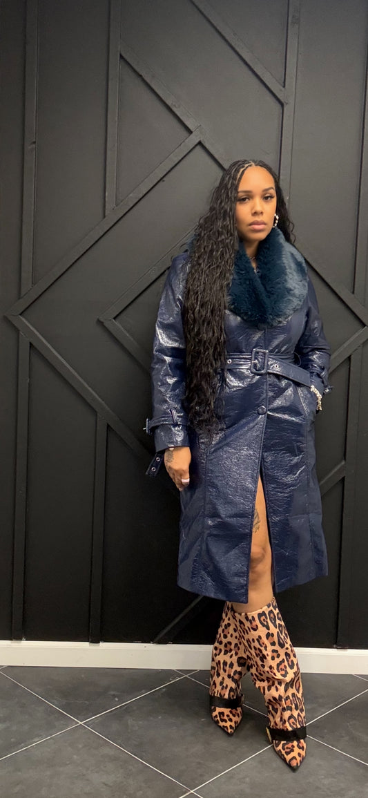 Navy Fur Trench