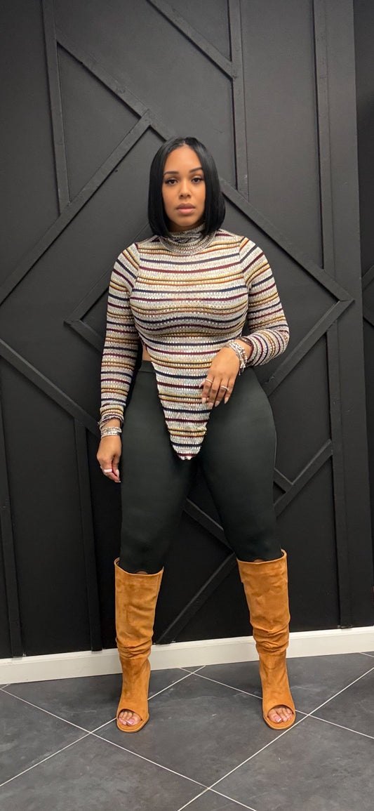 Multi Strip Turtle Neck Sweater