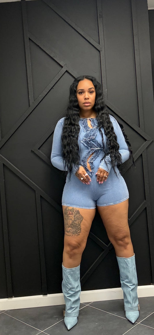 Denim Contrast Jumpsuit