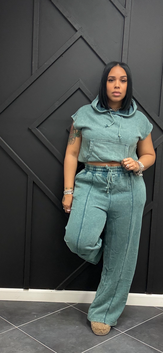 Teal Sleeveless Jogger Set